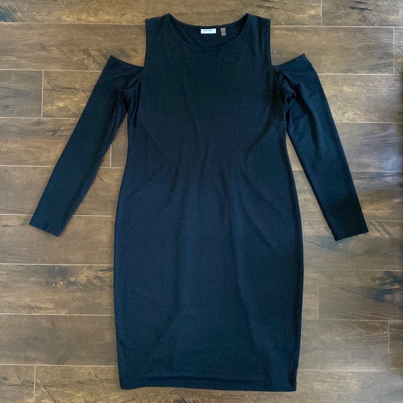 DKNYC - Long Sleeve Cold Shoulder Dress - Black - M - Picture 1 of 5